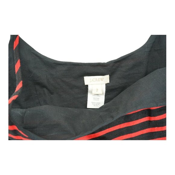 J Crew Dress Red Derby Striped Linen Cocktail Size 2 Linen blend Fit and Flare - Picture 5 of 6